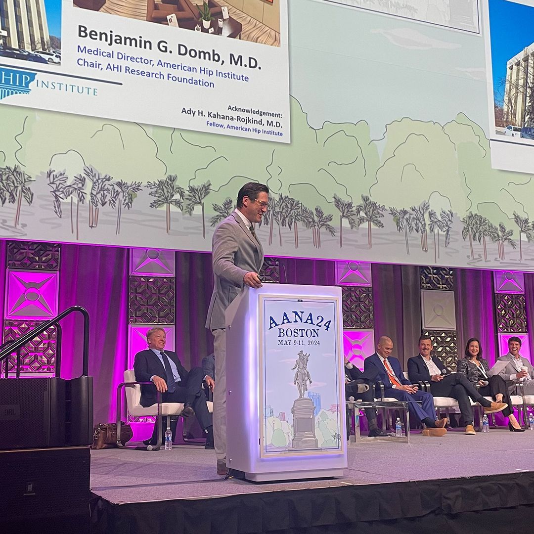 Such an honor to have our very own, #DrBenjaminDomb, on the podium at the Arthroscopy Association of North America meeting presenting the #AmericanHipInstitute approach to the deficient labrum, including #labralreconstruction and #labralaugmentation. • • • #AANA @AANAORG