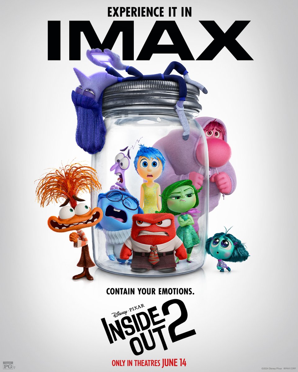 Big feelings. Bigger screen. Experience #InsideOut2 in @IMAX starting June 14. Get tickets now! 🎟️: brnw.ch/21wJLDY
