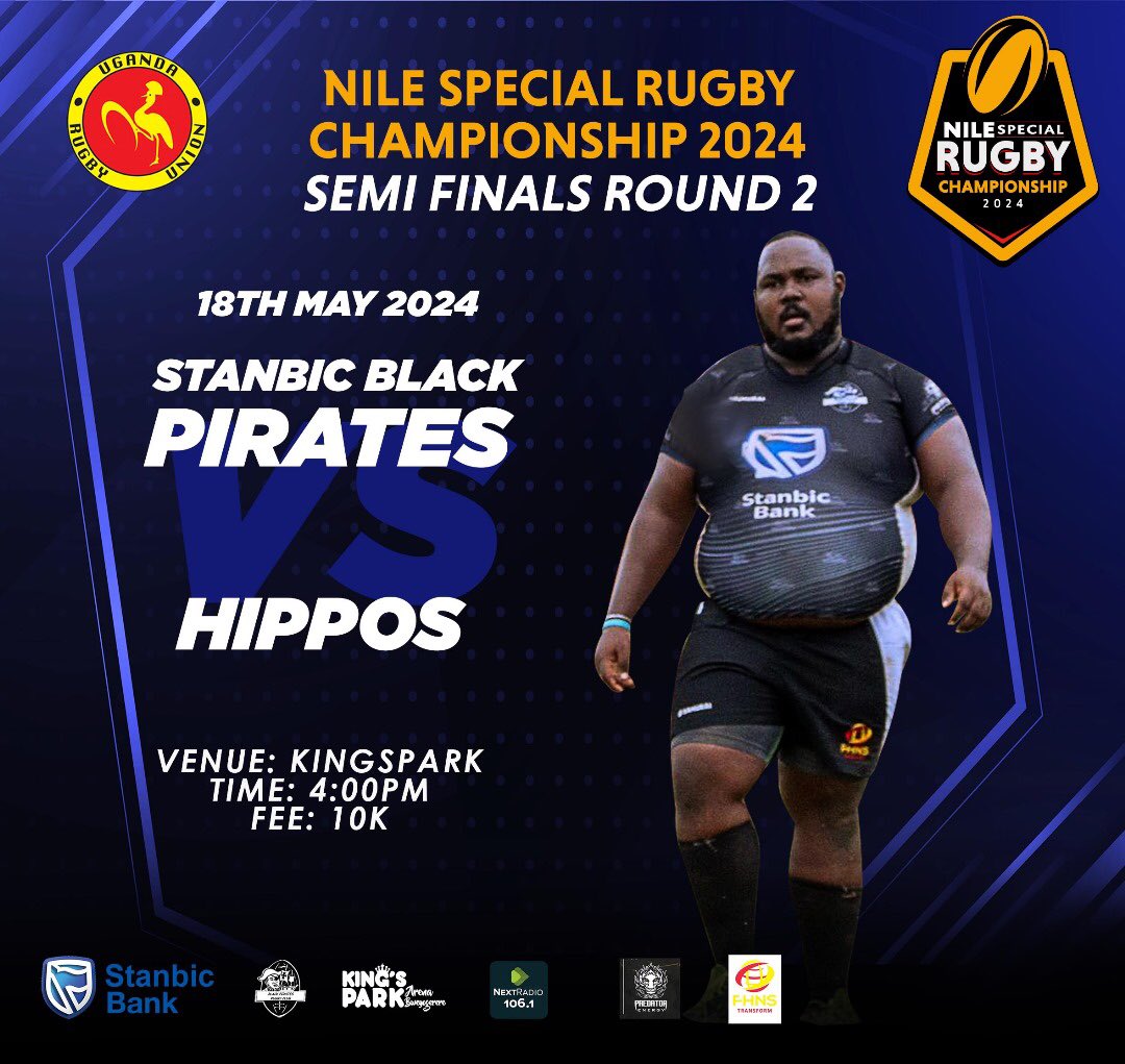 Back at home this weekend and a Chance to turn around the first leg score (28-27)

COME ON YOU PIRATES 🏴‍☠️

#NSRC2024 
#NileSpecialRugby 
#StanbicPirates 
#PiratesStrong