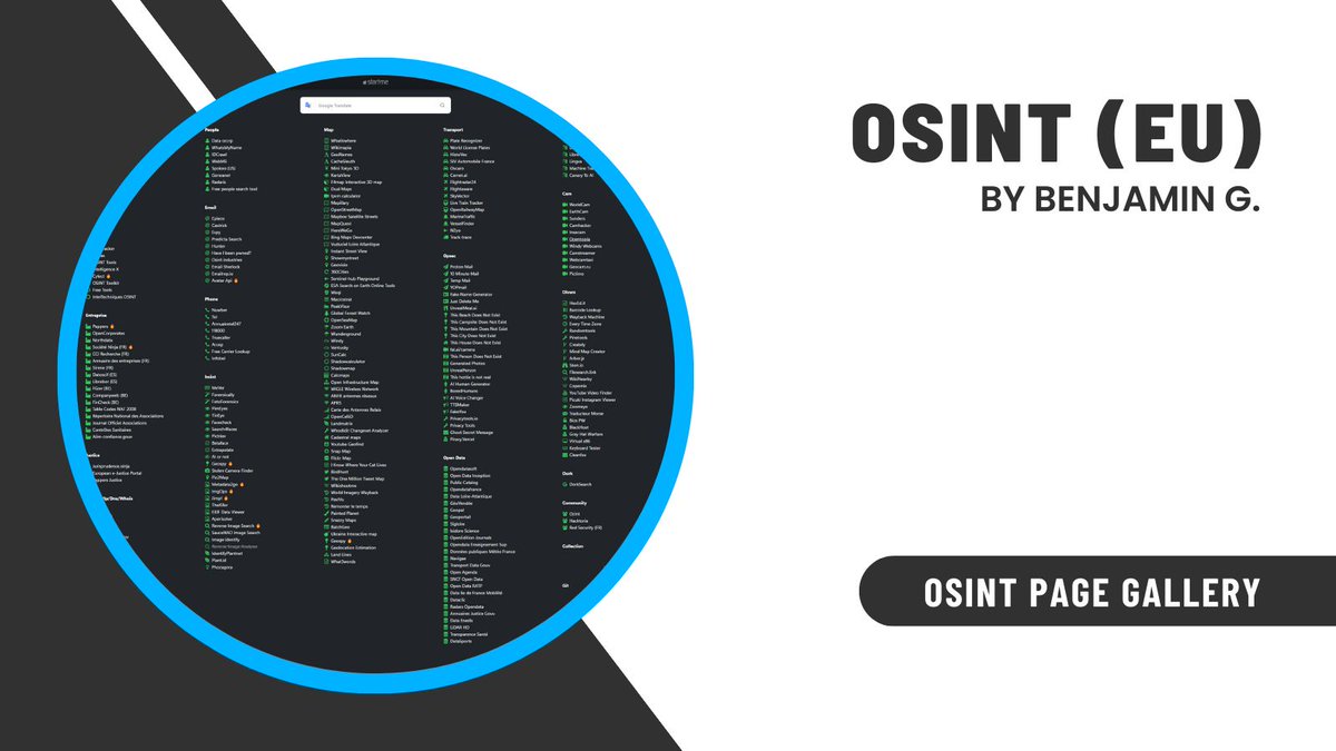 🚀 Looking for the best resources to investigate the EU? 🌍 This beautifully designed page, featuring stunning Flat Icons, offers everything from Transport and Opsec to Maps and Open Data, and much more! 🔍 #EUResources #OpenData #ResearchTools #FlatIcons start.me/p/MEzYde/osint…