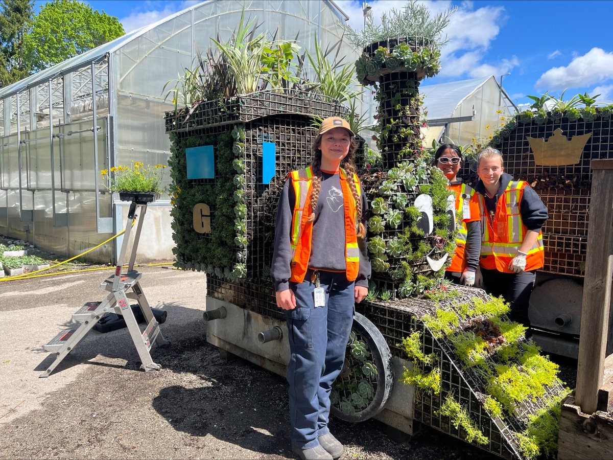 Choo-choo! Blossom the train is getting planted and will be arriving at its next destination in #Guelph Junction in just a few short weeks! Big thanks to our parks team for getting Blossom ready.