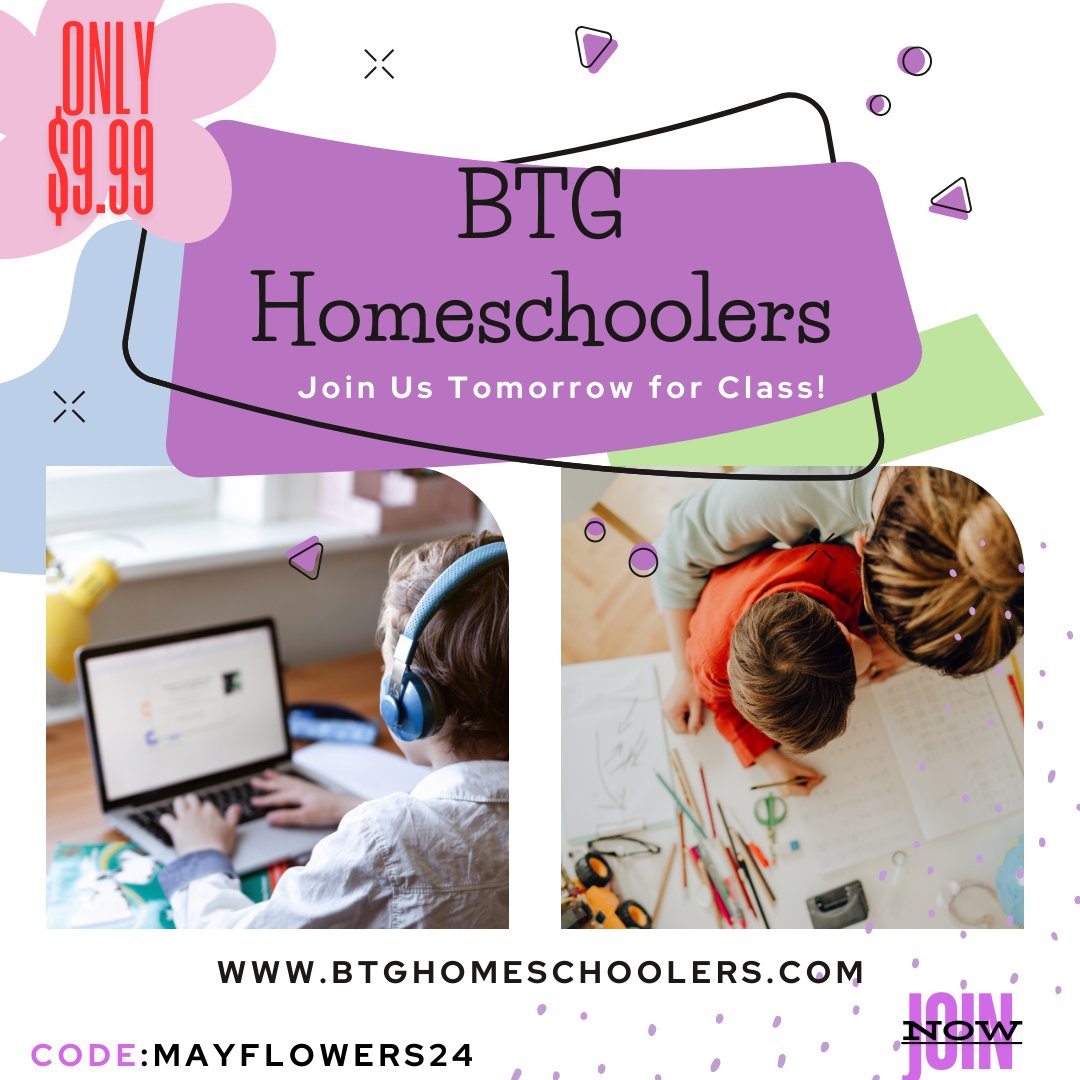 Join us for class tomorrow. 1 month of classes for only $9.99. Bridge the Gap in learning now #homeschoolers #homeschooling btghomeschoolers.com Code:Mayflowers24