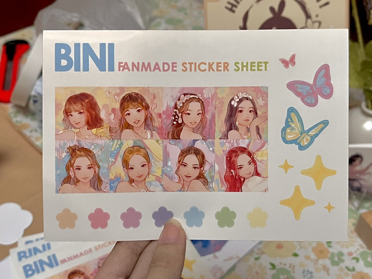 Decided to make my BINI fan art into a sticker sheet with some added elements. This will be available for Komiket Manila Bay May 17-19 🌸💕