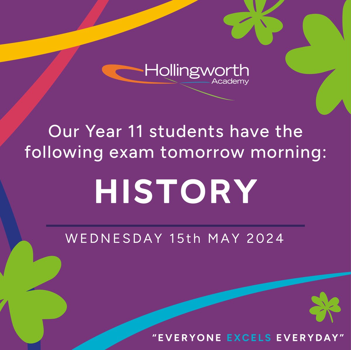“Good luck to all our Historians for the Paper 1 exam. You've worked hard to learn as much as you can about the USA and Cold War topics. Go for it!” – The History Department 🍀✨ @WCSQM #raisingrochdale #worldclass #everyoneexcelseveryday
