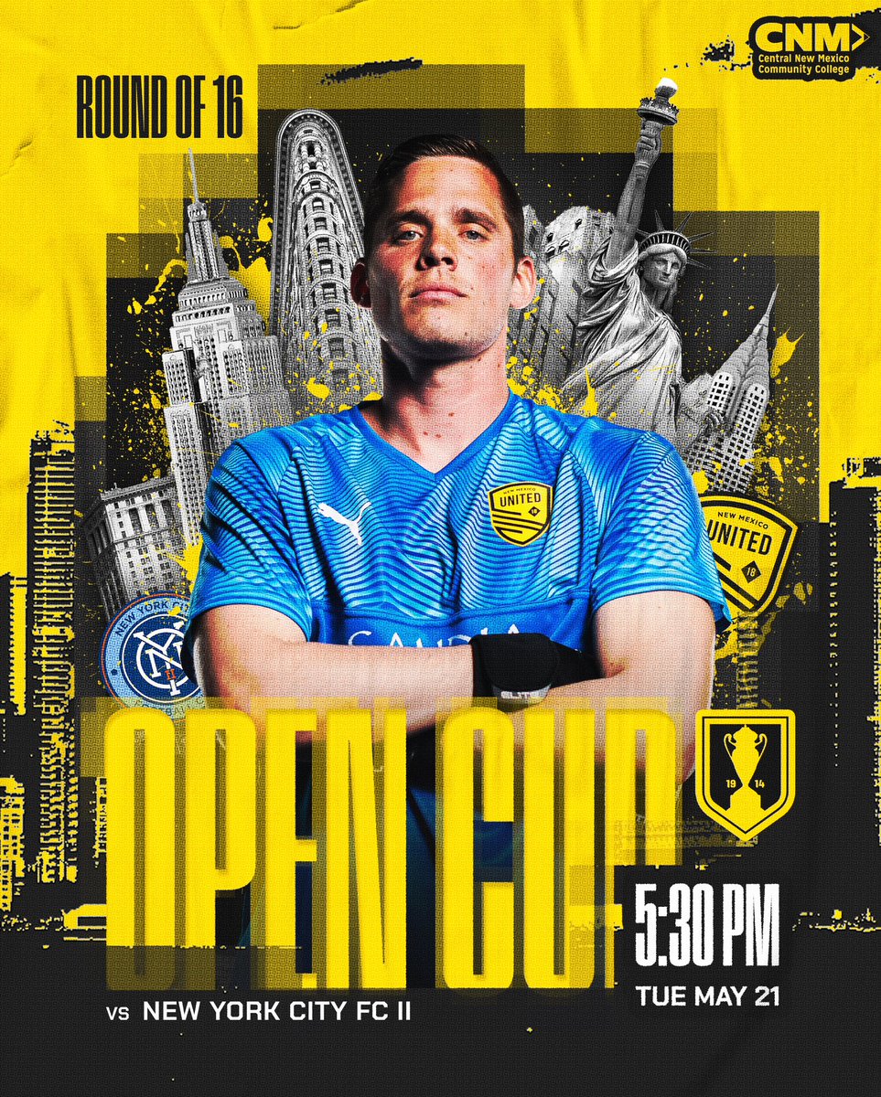Ready to take our next step 🏆 The Black & Yellow will hit the road east to face off against NYCFC II in the Round of 16 of the U.S. Open Cup 🙌 The game will take place at Belson Stadium in Queens on Tuesday, May 21 at 5:30pm MT! #SomosUnidos