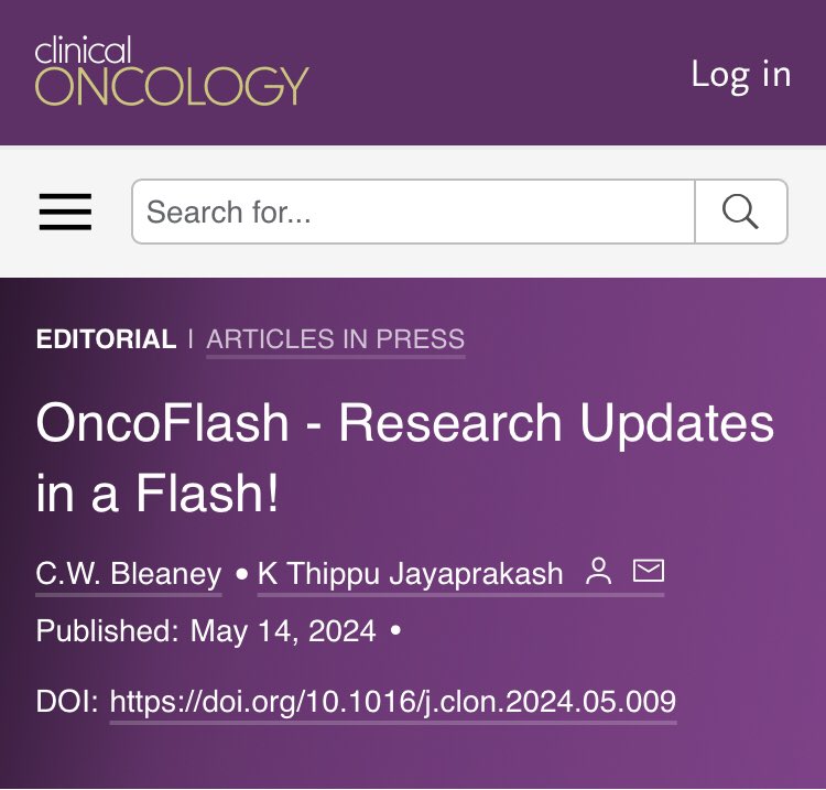 📣Our latest @ClinOncology #PurpleJournal #OncoFlash article is out now, featuring:

✅SUNSET trial in lung #sabr @drdavidpalma 
✅RT dose deescalation in oropharynx ca @imrtlee 
✅Ac-PSMA theranostics #pcsm
✅Metaanalysis of ICI toxicities

Read free 👉 clinicaloncologyonline.net/article/S0936-…