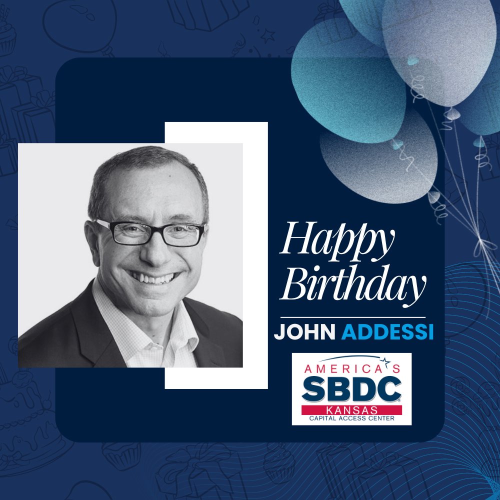 Please join us in wishing our advisor John Addessi a happy birthday! #KansasSBDC #SmallBusiness