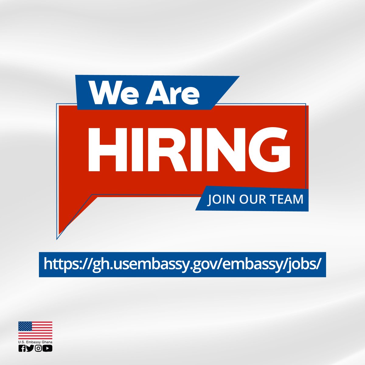 The U.S. Mission in Ghana is seeking eligible and qualified applicants for the position of Senior Protocol Assistant. CLICK on the link for more information and application: bit.ly/EmbassyJobs