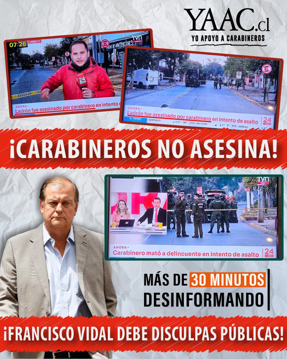 @Carabdechile no 'asesina', sino que cumplen con su deber de hacer respetar la ley. #CarabinerosTeCuida #YoApoyoACarabineros

📣 Suma tu voz en YoApoyoACarabineros.cl