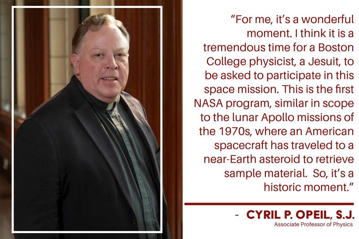 Physics Professor Cyril P. Opeil, S.J., is aiding @NASA's historic OSIRIS-REx mission, which will shed light on asteroids, planet formation, and how life might have emerged on Earth. bc.edu/bc-web/sites/s…