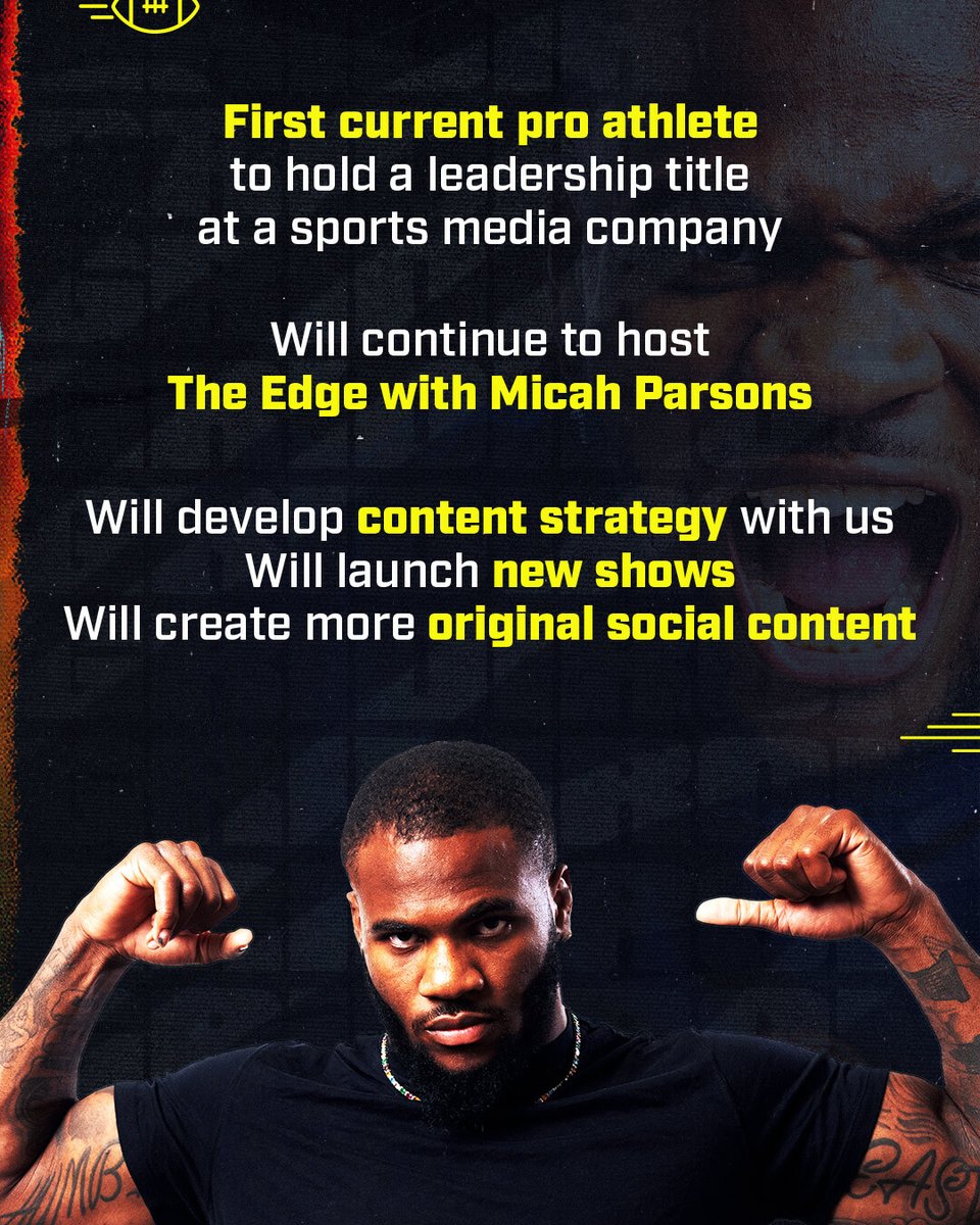 brgridiron's tweet image. Micah Parsons has been named PRESIDENT of B/R Gridiron
Honored to be making more elite content with the best pass rusher in the league 🤝