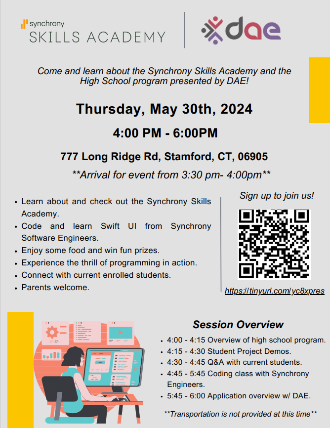 📚 Explore endless possibilities at the Synchrony Skills Academy High School Program Open House! Reserve your spot now: loom.ly/WH_U0xk #SynchronySkills #HighSchoolProgram