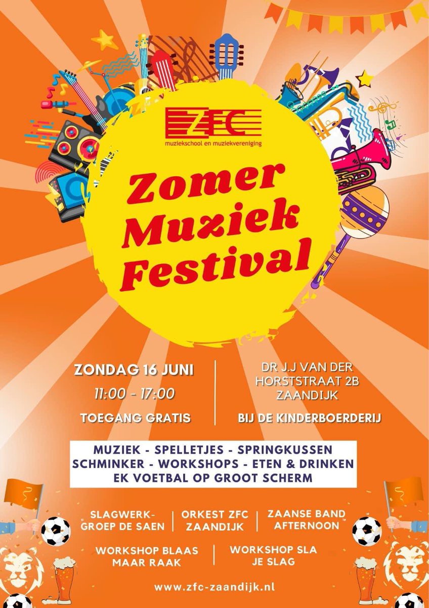 Vol trots kondigen we ons fantastische ZomerFestival aan. Kom op 16 juni naar Rooswijk! Toegang gratis.