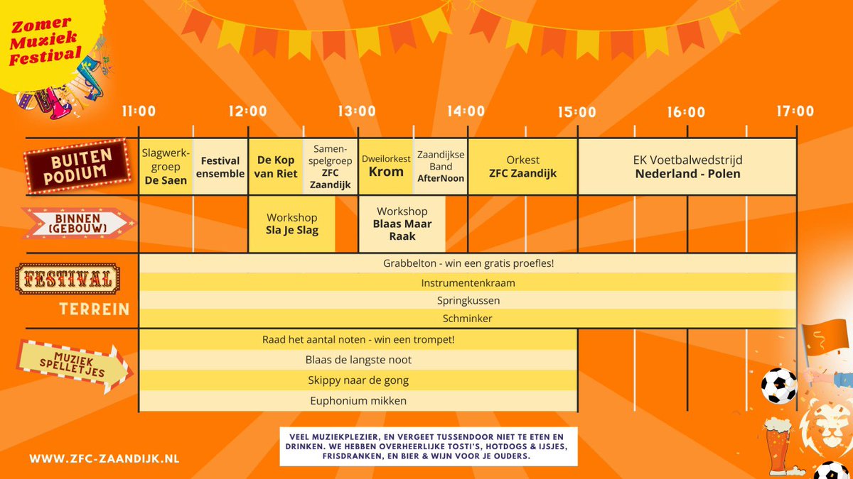 En dit is het programma!!! Kom op 16 juni naar Zaandijk/Rooswijk, leuk voor iedereen!