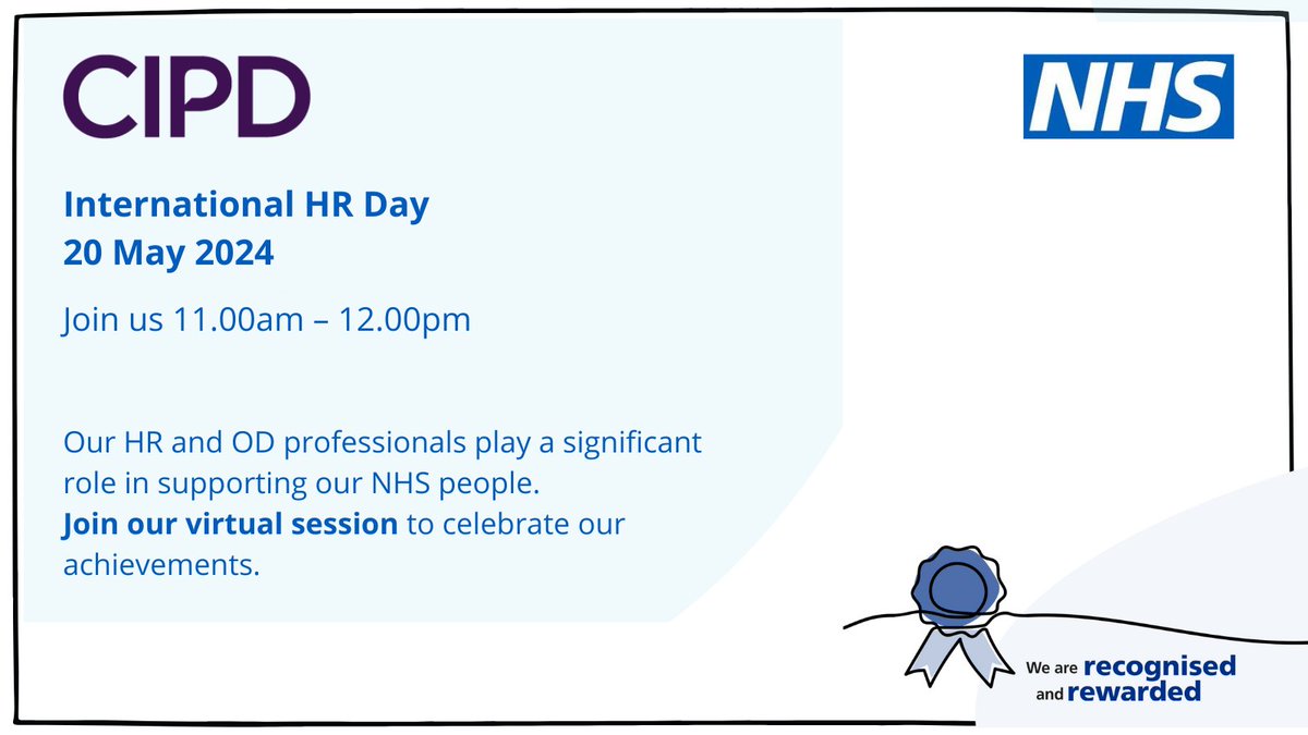 This year to celebrate #InternationalHRDay we’ll be hosting a virtual session where we’ll take the time to recognise the significant role our #HR and #OD staff play in supporting #OurNHSPeople and will also be sharing some exciting news! Register today ow.ly/v4Uj50RFTwM