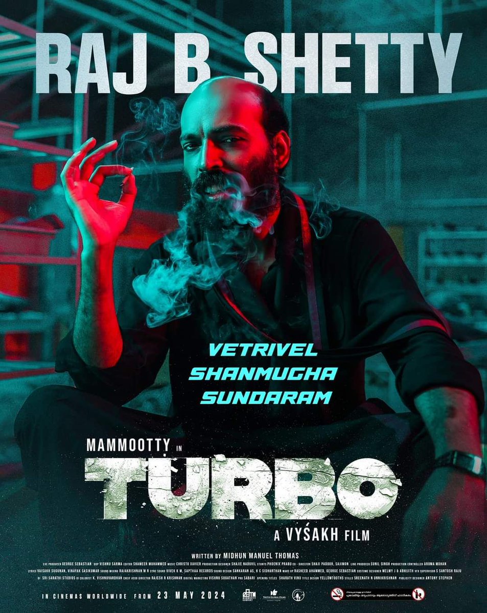 #RajBShetty as #VetrivelShanmughaSundaram ,#Mammootty 's #Turbo In Cinemas Worldwide On May 23 , 2024 ,#Mammukka