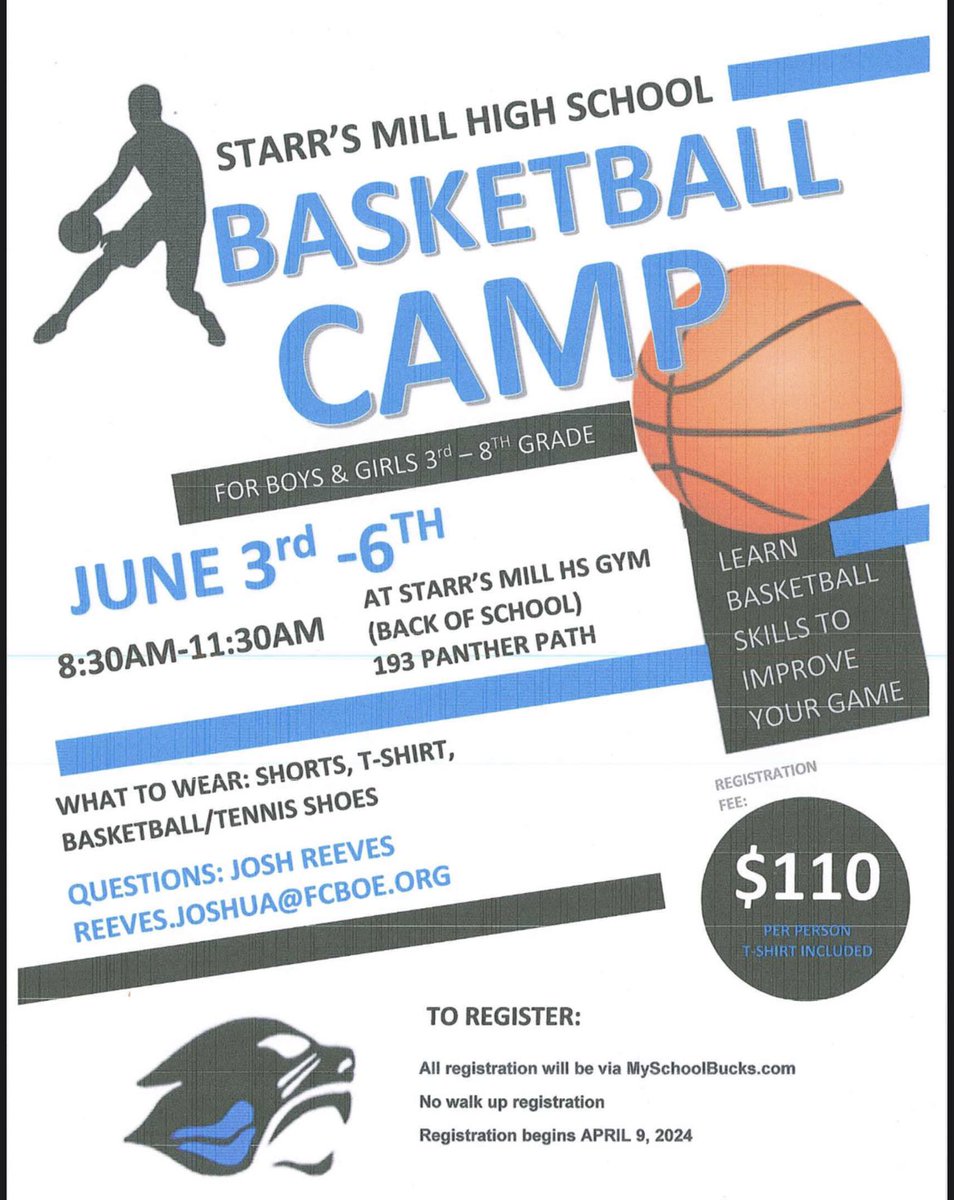 Basketball Camp Registration is still open! Myschoolbucks.com