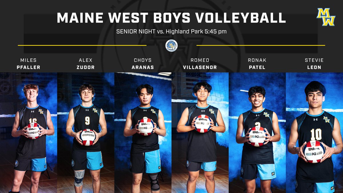 🚨GAME DAY WARRIORS🚨

It’s SENIOR NIGHT for our #MaineWestBoysVolleyball team as we play our last regular season and conference match against the Highland Park Giants!

📍Maine West HS
⏰JV/F @ 5pm
⏰Varsity/FS @ 6pm

Senior Night ceremony will start right after the JV game.