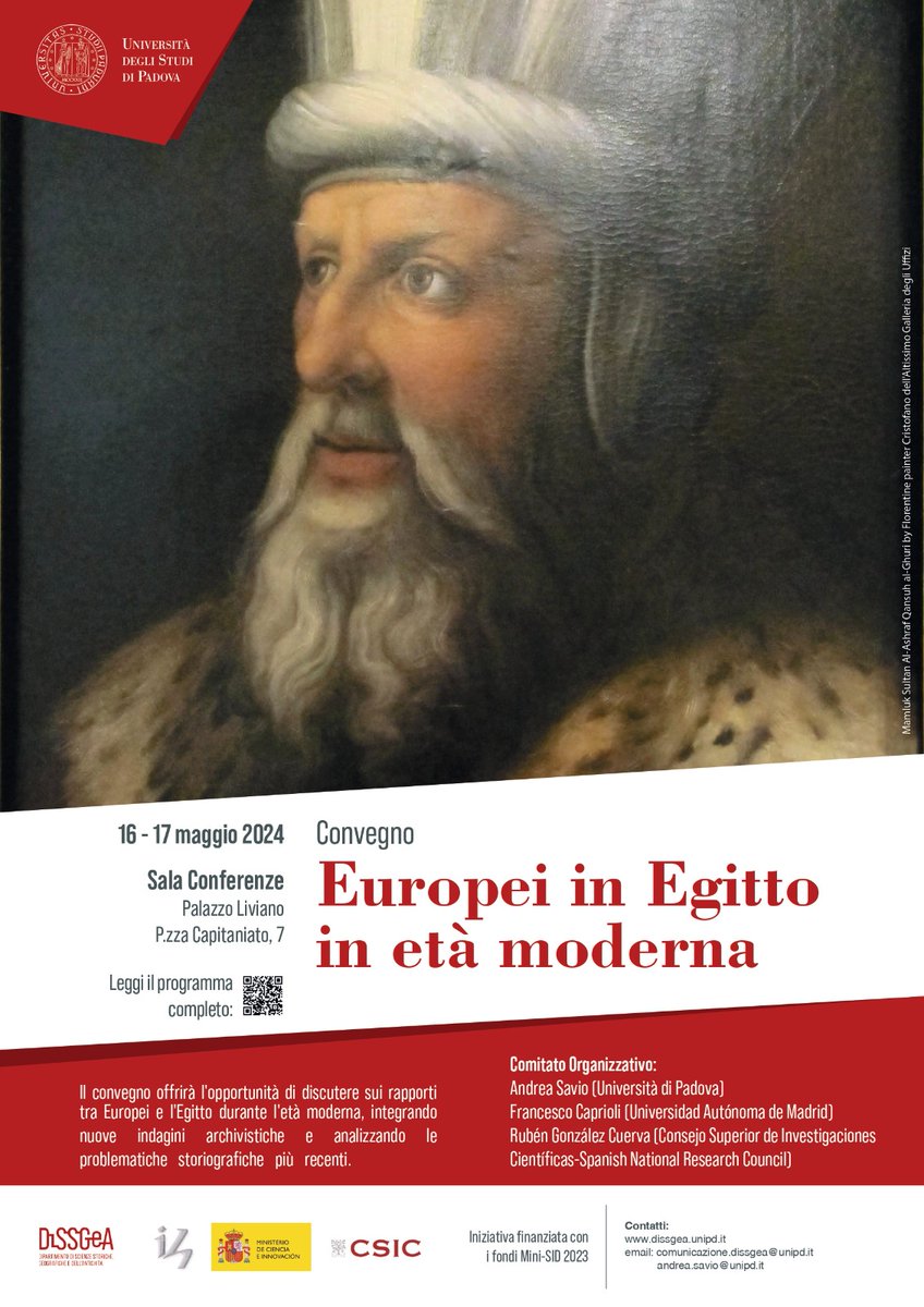 In Padua on May 16th and 17th!
Programme: dissgea.unipd.it/europei-in-egi…

#emdiplomacy #modernhistory #mediterraneanhistory #History #ottomanhistory #earlymodernhistory
@frcaprioli27 @rgcuerva