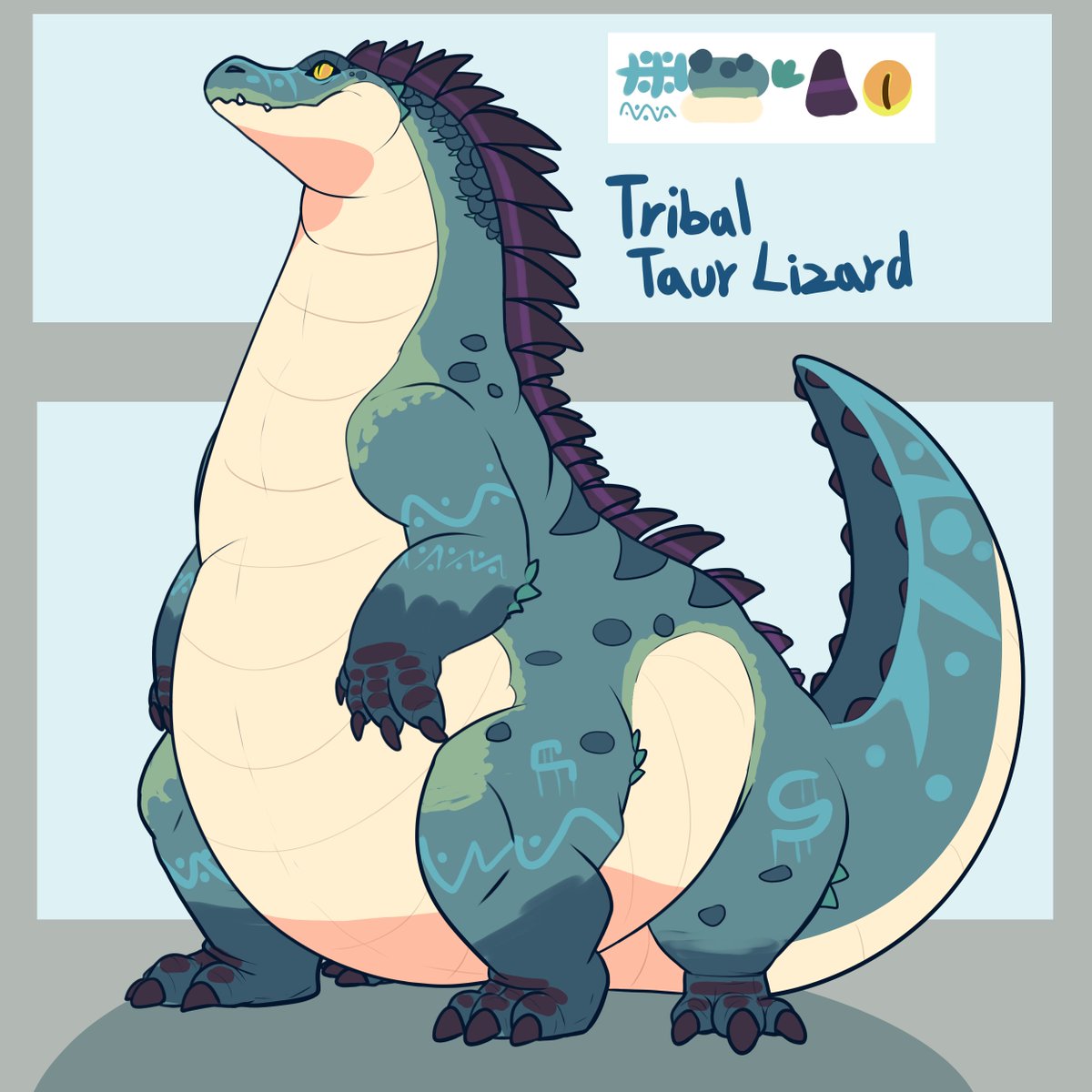 Made a taur liz adopt :3 is a hybrid of just a lizard in general, some dragon parts n gators pricing for 100 smackaroonis yknow how to contact me