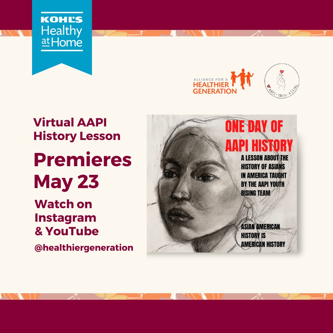 Join us for a virtual lesson about #AANHPI history and culture, developed and taught by @aapiyouthrising. Watch the lesson on demand beginning May 23 on Instagram and YouTube! Learn more: bit.ly/3QJ3N4W #KohlsHealthyAtHome #AANHPIHeritageMonth