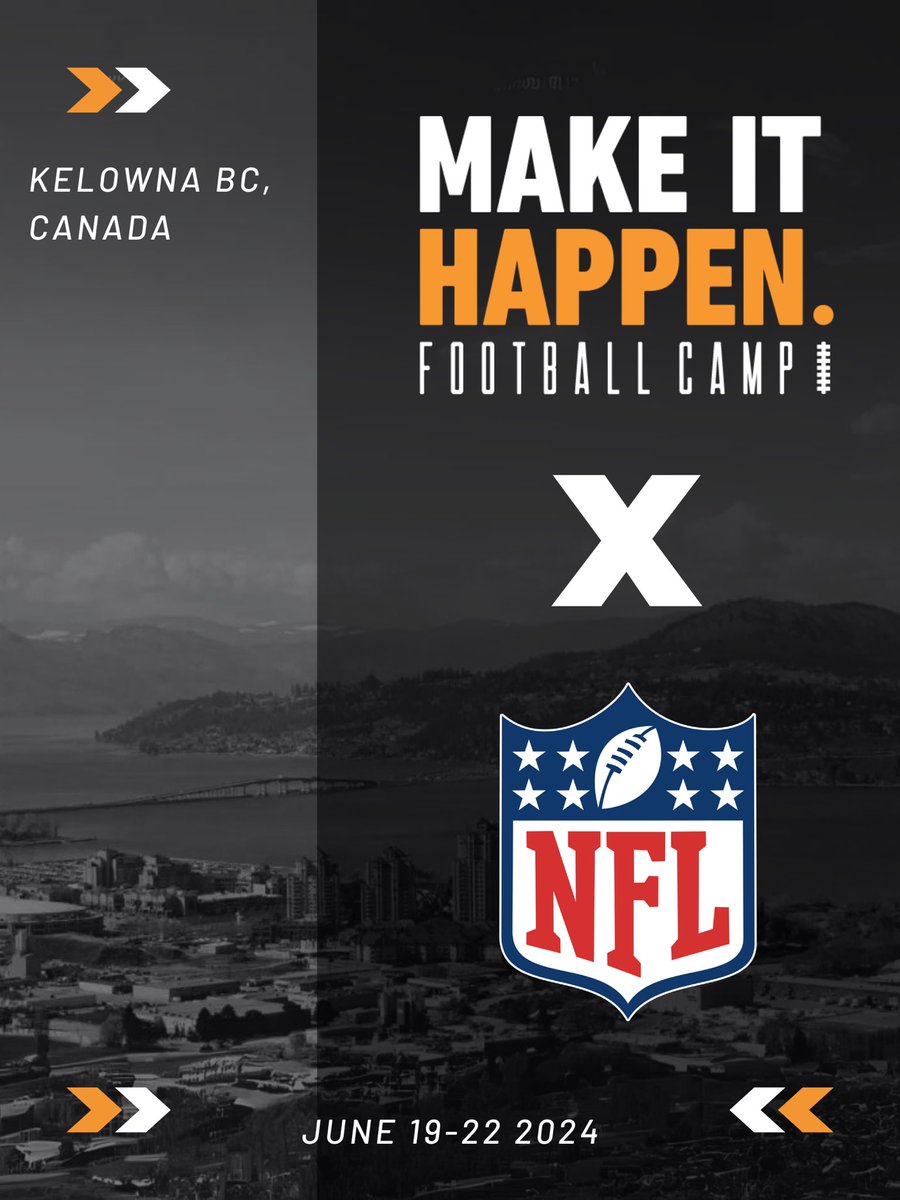 We are extremely excited to announce that the NFL and NFL Canada will be Sponsoring the Make It Happen Football Camp. This is an incredible opportunity for anyone in BC or Alberta to be part of an event that will be powered by the NFL. We are excited to see all of you in Kelowna