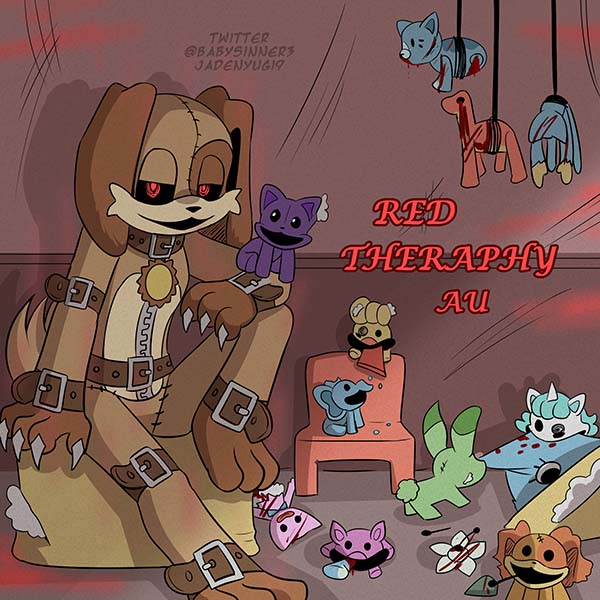 #SmilingCrittersAU #RedTheraphyAu #dogday
for catnap they are annoying
for dogday are weird and for a future he will be afraid of them
but for Red Dogday they are useful
yes RDD going to use them to attack other toys and he can uderstand them, something even for CN is a surprise