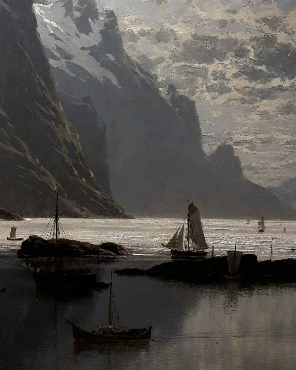 Artist Adelsteen Normann (Eilert Adelsteen Normann, 1848-1918).
 'Bodo Harbour, North Norway', 1885