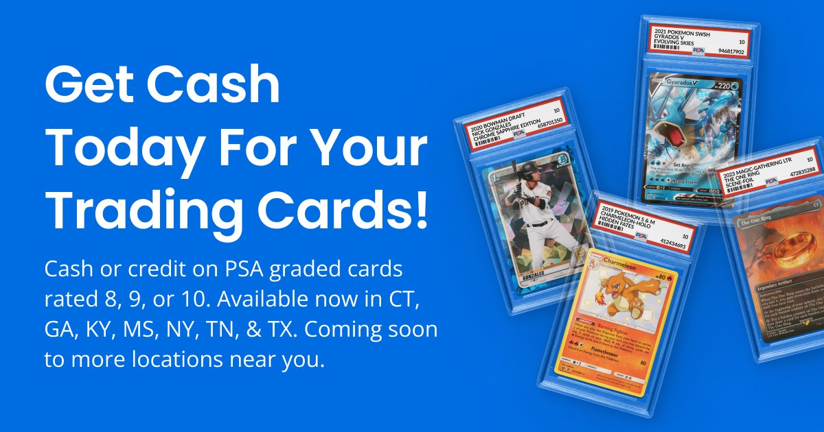 📣 Calling all trading card collectors! PSA graded cards rated 8, 9, or 10 can earn you cash or credit at GameStop! Get cash instantly with our no-haggle, cash-on-the-spot offer. Don't miss this chance to cash in. ​
Learn more: bit.ly/3UZzRnP
#GameStop #TradingCards