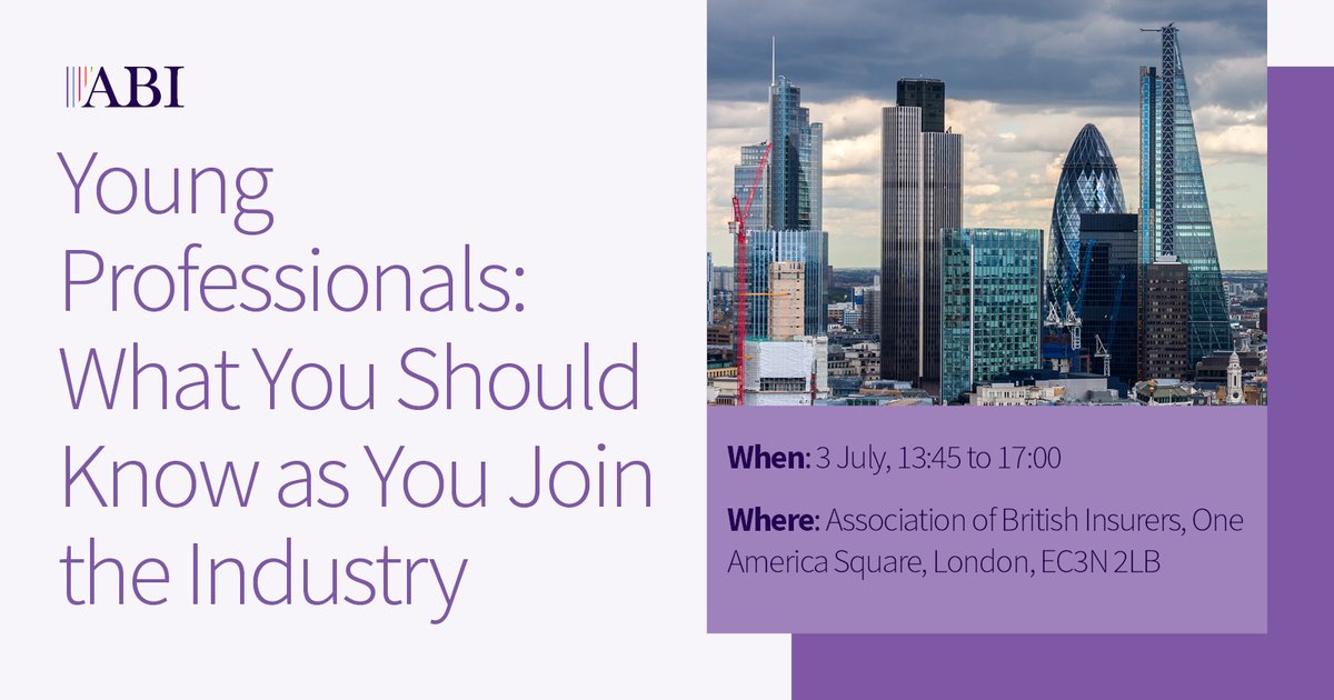 EVENT | Young Professionals: What you should know as you join the industry We will explore and discuss challenges & risks the industry is currently facing, career development & an opportunity to network with peers outside of your organisation. abi.org.uk/events/2024/7/…