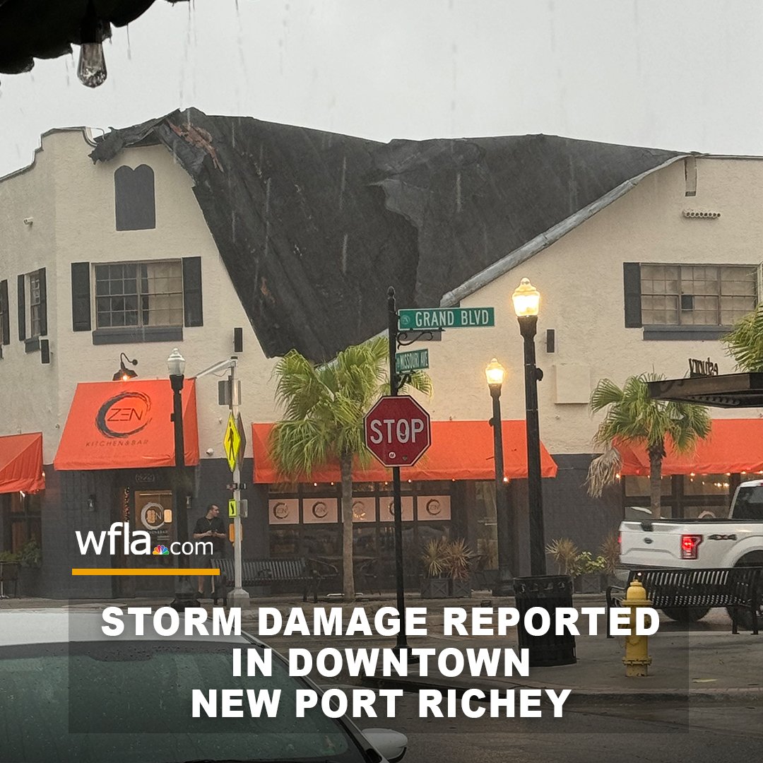 SEVERE WEATHER ⛈ We're getting reports of storm damage in Tampa Bay. Pictured here is the Zen Restaurant in downtown New Port Richey. Send us your weather photos at wfla.com/reportit/