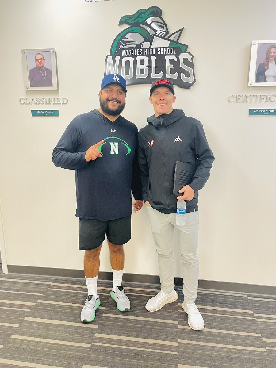 Appreciate @EWUCoach_Bruce @EWUFootball Coming By @NogalesNoblesFB This Morning 🫡 Why Not Nogales❓🗣️ @ScottCavi @jdelavigne_rusd @NogalesNobles @SGVNSports @tspeterson40 @James_Escarcega @coachmark_48 @marcanderson_