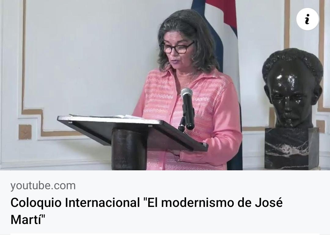 Inauguración del COLOQUIO INTERNACIONAL «EL MODERNISMO DE JOSÉ MARTÍ» . Conferencia inaugural de la Dra Marlene Vázquez Pérez, directora del Centro de Estudios Martianos 📌 facebook.com/share/p/5V4D68… #CubsEsCultura