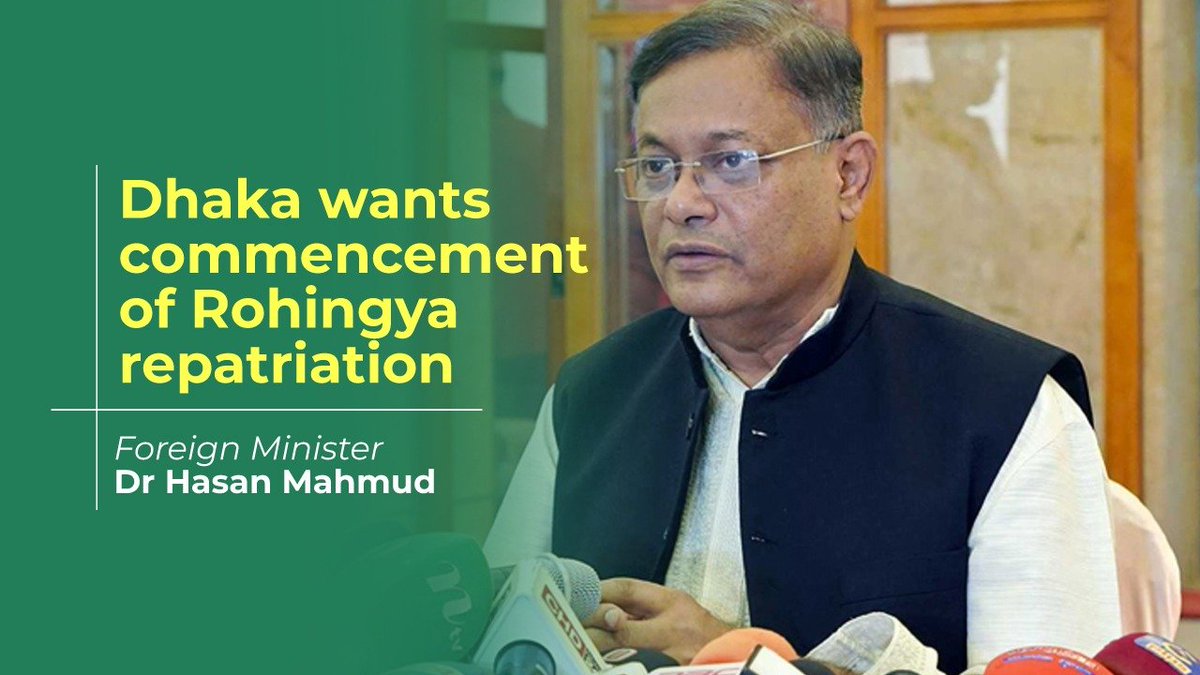 Foreign Minister Dr Hasan Mahmud said #Bangladesh wants to begin the repatriation of the #Rohingyas, noting that #Myanmar's internal conflict, which has always been there, cannot be an excuse for delaying the #Rohingyarepatriation. 👉 link.albd.org/wjhzb