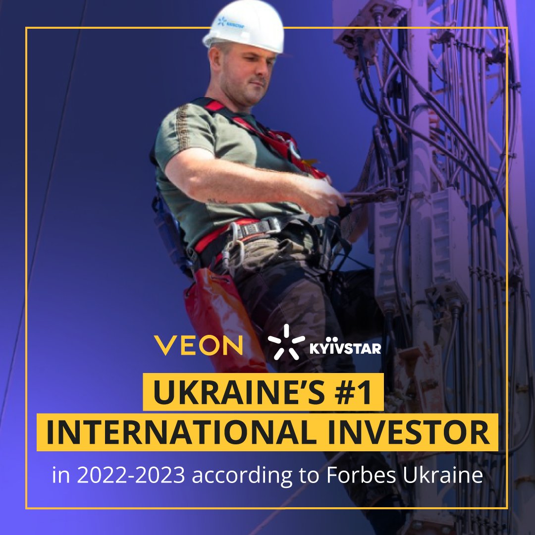 We’re pleased to share that @TwiyKyivstar was the top international investor in Ukraine in 2022-2023 according to @forbes_ukr, with UAH 12.3 bn of investments focussing on 4G connectivity, network resilience and digital services. 🇺🇦 veon.com/newsroom/press…