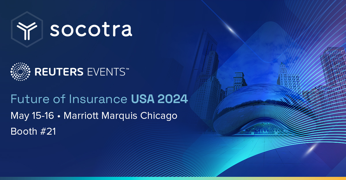 Reuters #FOIUSA is back this week in Chicago - swing by our booth (#21) and say hi to the Socotra team (Dan Woods and Irene Paguio!)

#FOI24 #insuranceinnovation #aiininsurance