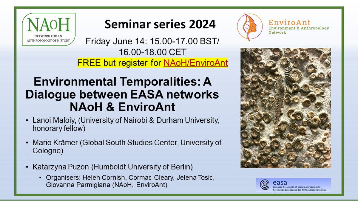 NAoH_EASA's tweet photo. We are delighted to join EASA EnvironAnt to host an online workshop Dialogues on Environmental Temporalities - 14 June 15.00-17.00BST/16.00-18.00CET - more info: https://t.co/JrDSYpvvOC come and join us! @EASAinfo #AnthOfHist #AnthOfEnvironment https://t.co/TZTdLimbGd