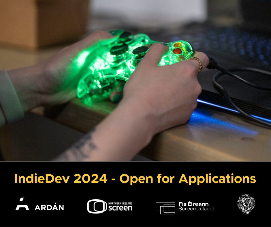 Applications are Now Open for IndieDev 2024! The Pilot Cross-Border Games Prototype Fund in association with @ardan_ie , @NIScreen , @ScreenIreland , and @Imirt_ie is now open for applications 🥳 Submit by 12 noon on the 31st May 2024. Apply here: ardan.ie/games-2/indied…