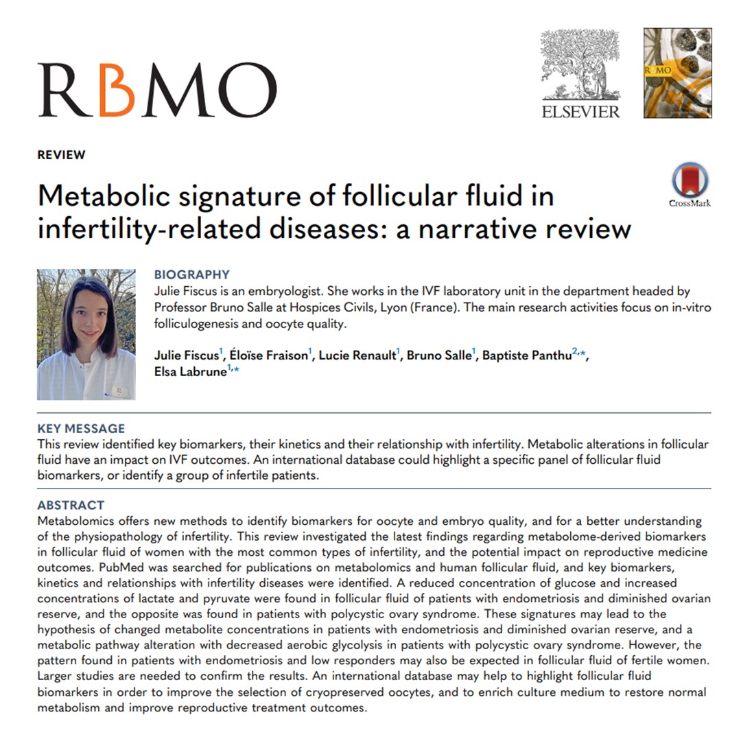 This new review in our June issue is the first retrospective analyses of follicular fluid metabolomic profiling to understand infertility diseases as oocytes development for IVF, and reflects on workflows to obtain robust data in future. doi.org/10.1016/j.rbmo…
