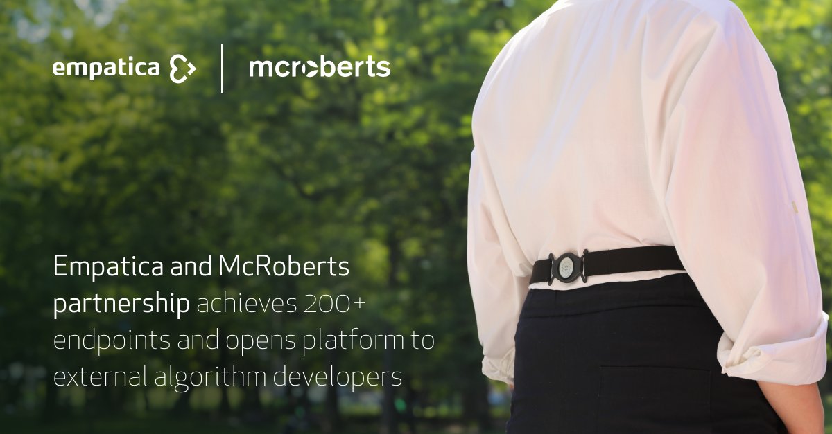🚀 Yesterday we announced our landmark partnership with @McRobertsNL, a leader in ambulatory monitoring of physical activity, incorporating 71 of their endpoints into our digital biomarkers portfolio and increasing our total offering to 200+. The Empatica Health Monitoring