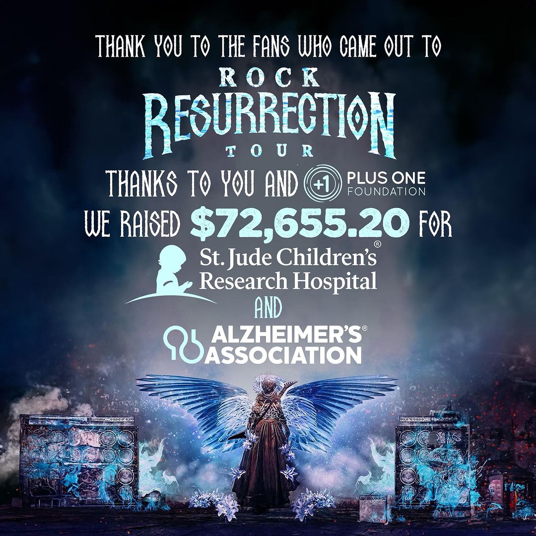 We can't get over this! Thank's to all of you who came out to the #rockresurrectiontour we were able to raise so much to go towards all the great work @stjude and @alzassociation are doing. You all are the best!