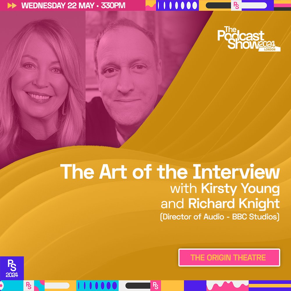 💬 𝑻𝒉𝒆 𝑨𝒓𝒕 𝒐𝒇 𝑻𝒉𝒆 𝑰𝒏𝒕𝒆𝒓𝒗𝒊𝒆𝒘 We're delighted to be welcoming legendary broadcaster Kirsty Young to The Podcast Show. Hear her discuss the secrets to engrossing interviews, with @BBCstudios' Director of Audio @richkradio. 👉 22nd May | 10:15AM 📍 #PodShowLDN