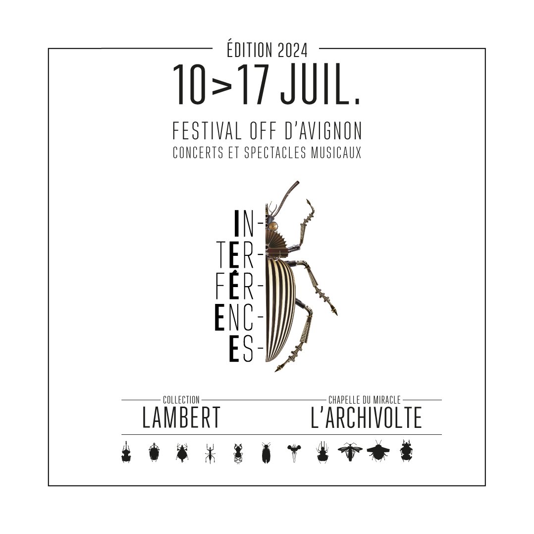 🎉​🎼 #Interférences musical et professionnel organisé par la #fevis revient au @festOffAvignon du 10 au 17 juillet 2024 à la <a href="/CollecLambert/">Collection Lambert</a> et à l'Archivolte - Chapelle du Miracle. 
#OFF24 #spectacles #concerts : fevis.com/interferences/