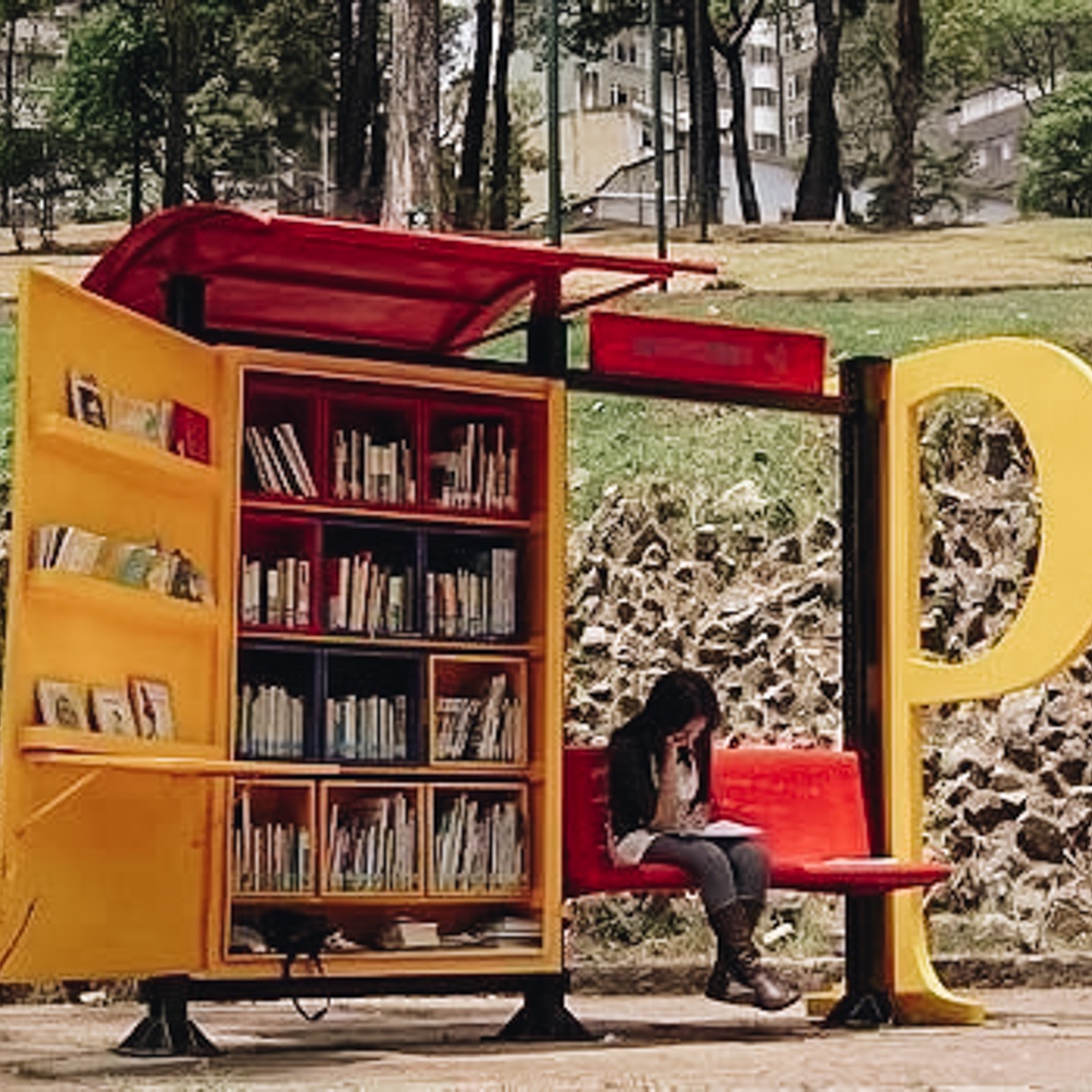 4. Bus stop library in Bogotá, Colombia Providing access to books for those patiently awaiting public transport.