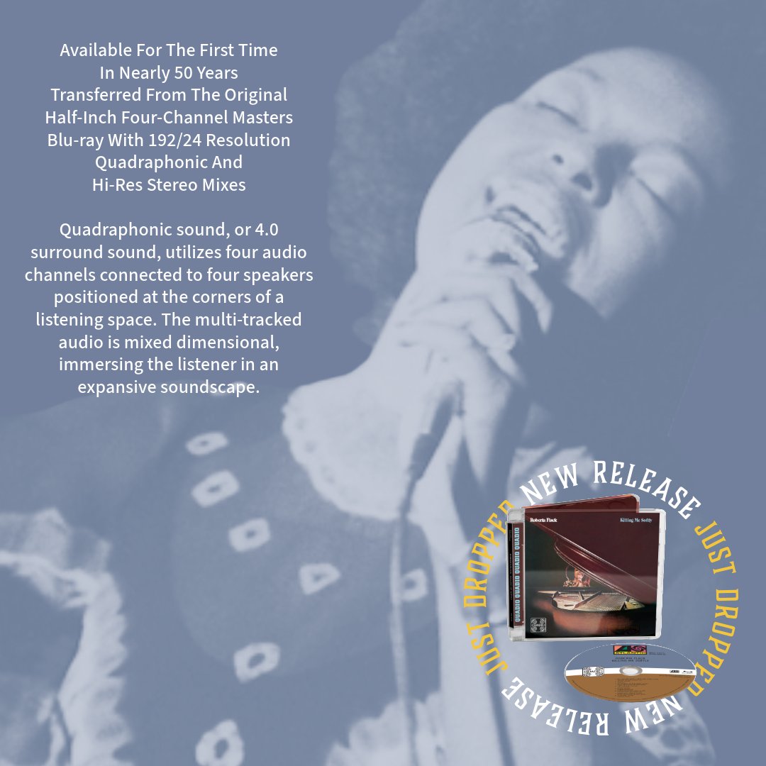 Roberta Flack (@roberta_flack) on Twitter photo “Killing Me Softly” is now available in quadraphonic sound, or 4.0 surround sound, which utilizes four audio channels connected to four speakers positioned at the corners of a listening space. Listen to the multi-tracked audio here: Rhino.lnk.to/KMSQuadio 🎧 <a href="/Rhino_Records/">Rhino Records</a> “Killing Me Softly” is now available in quadraphonic sound, or 4.0 surround sound, which utilizes four audio channels connected to four speakers positioned at the corners of a listening space. Listen to the multi-tracked audio here: Rhino.lnk.to/KMSQuadio 🎧 <a href="/Rhino_Records/">Rhino Records</a>