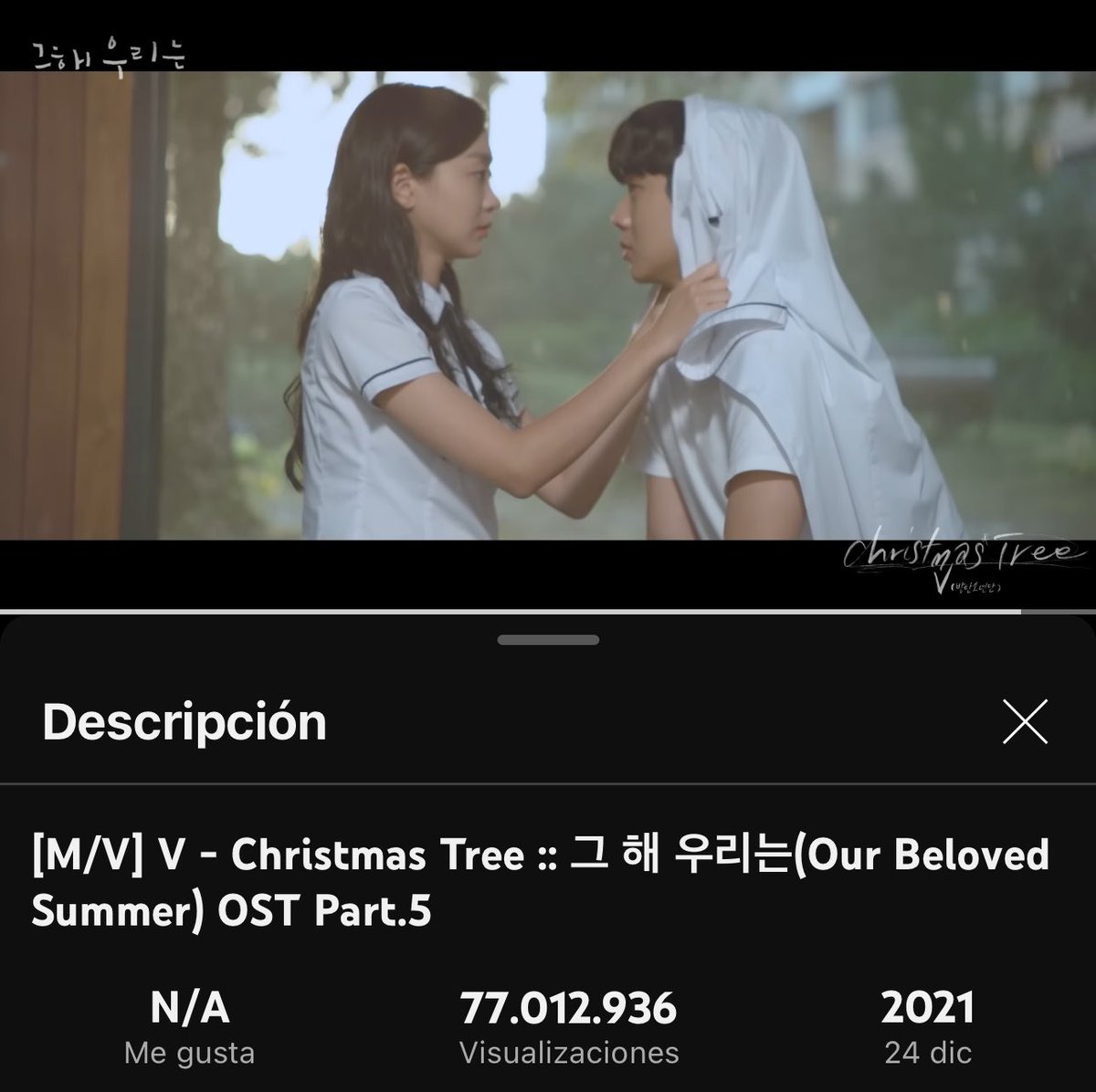 El MV oficial de la OST Christmas Tree by #V, superó los 77 MILLONES de visualizaciones en YouTube!!! 

Como amo la canción y como amo Our Beloved Summer 🥹🤧

🎥 youtu.be/lj8TV9q59P4?si…

#V_ChristmasTree #BTSV #Taehyung