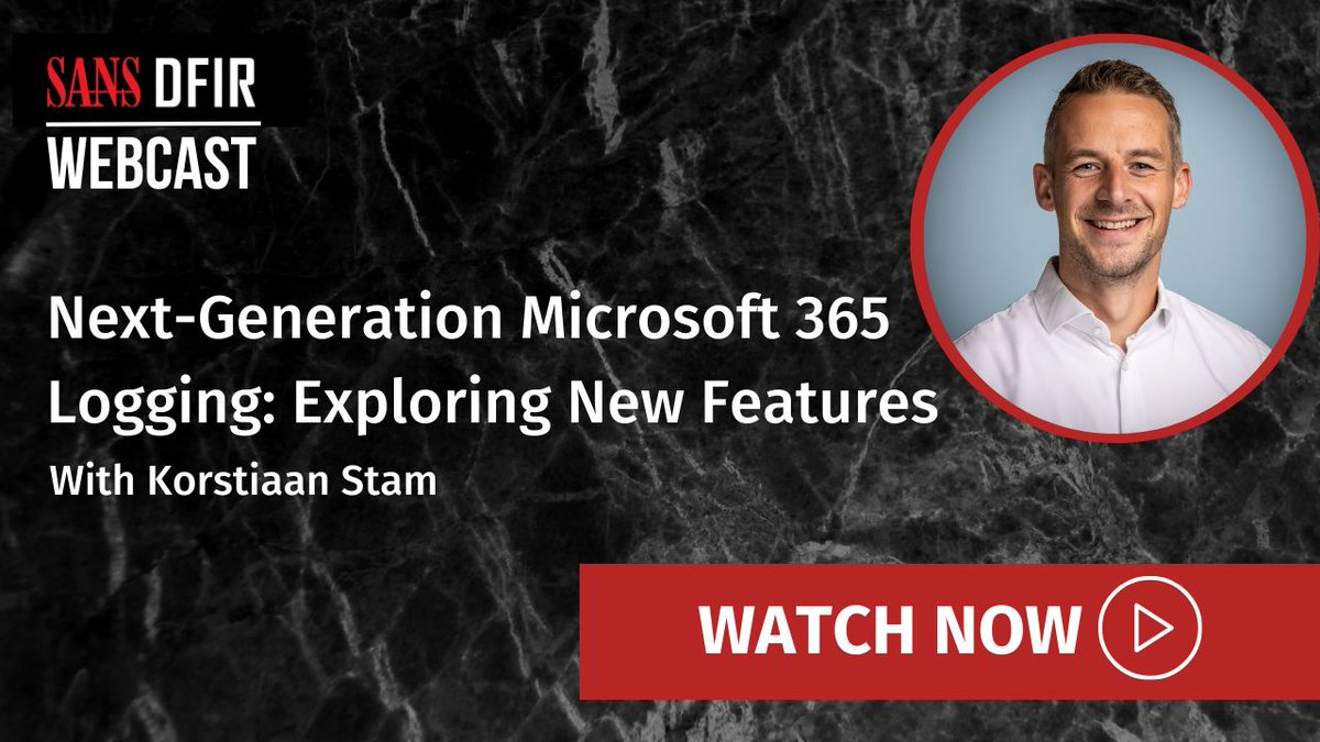 🚨 IN CASE YOU MISSED IT 🚨 

Check out our webcast featuring @KorstiaanS & hear how the #Microsoft 365 updates are reshaping #forensics & #incidentresponse in the cloud - arming orgs with robust security strategies  

Watch it now: buff.ly/3K65bL6