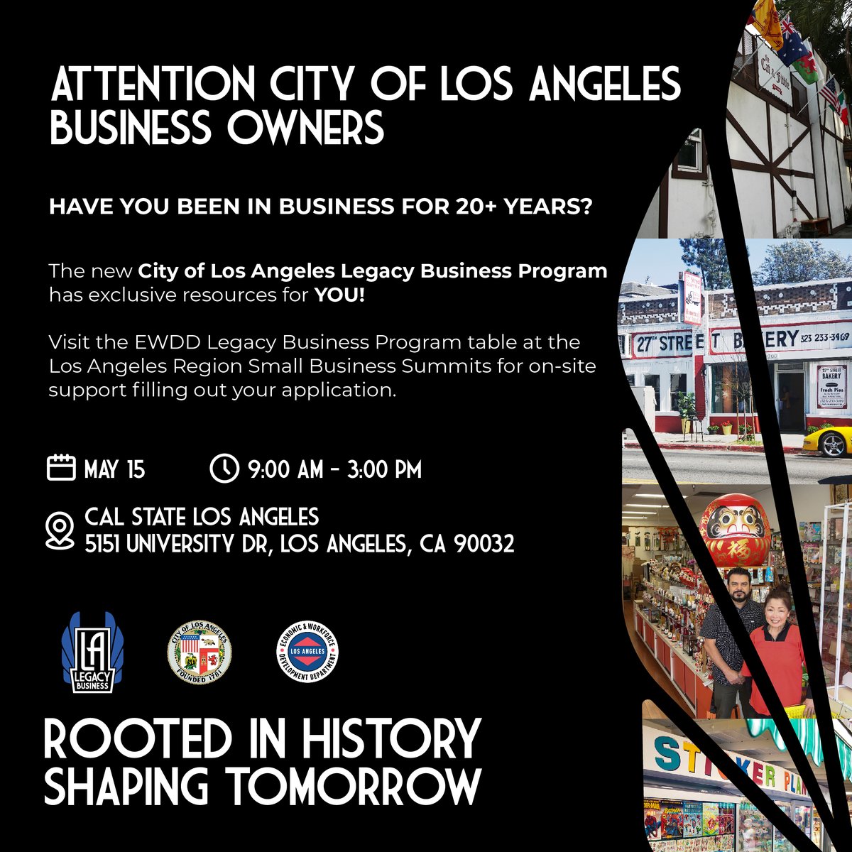 If you have been in business for 20+ years in the City of LA, the NEW City of LA Legacy Business Program provides exclusive resources for YOU! Meet us tomorrow at the LA Region Small Business Summit to sign up on site. You can also sign up now online at bit.ly/LAlegacy.