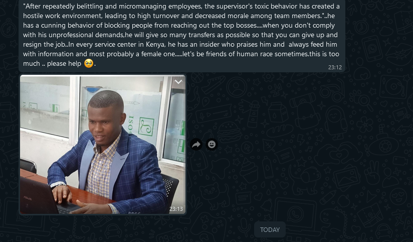 Exposing the Face of Toxicity at Carlcare Kenya We have obtained a visual depiction of the perpetrator the toxic work environment battering the corridors at Carlcare Kenya. This is the Ugandan supervisor accused of harassing and mistreating Kenyan employees on their home soil