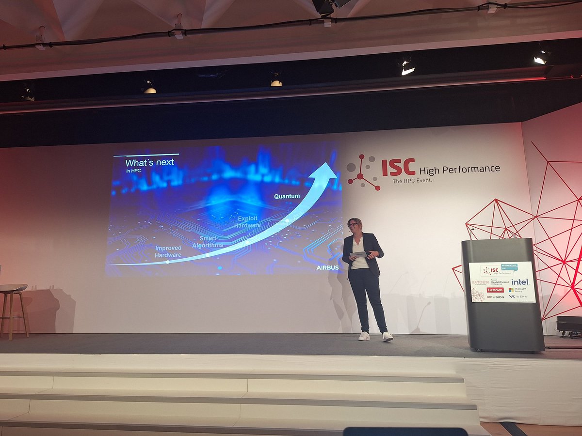 thoefler's tweet image. It&apos;s fun to chair the @Airbus keynote by Isabell Gradert, VP for R&amp;amp;T at #ISC24. Very interesting insights into the field of aviation. I love her idea to ask the audience for advice and adopting the talk to the outcome!

Airbus believes in the future of  #QuantumComputing!